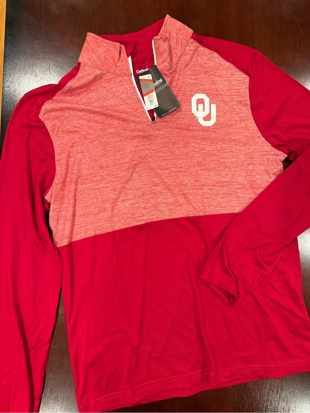 Oklahoma Sooners Shirt Mens M Red NCAA Football 1/4 Zip Long Sleeve Captivating
